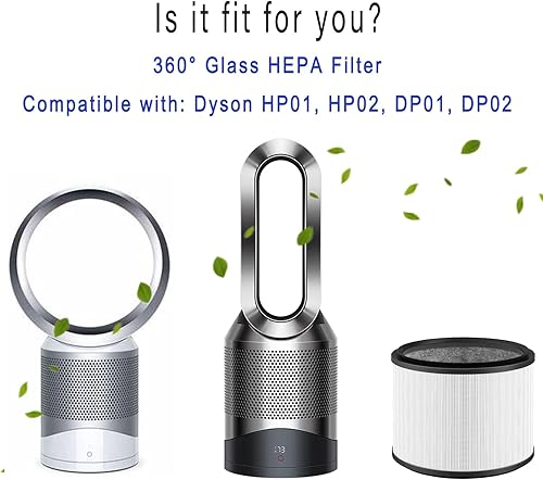 Miniatura 8 de Paquete de 2 filtros HEPA HP01 HP02 de repuesto compatibles con purificador de aire Dyson HP01 HP02 DP01, filtro de vidrio H13 True HEPA de 360 para