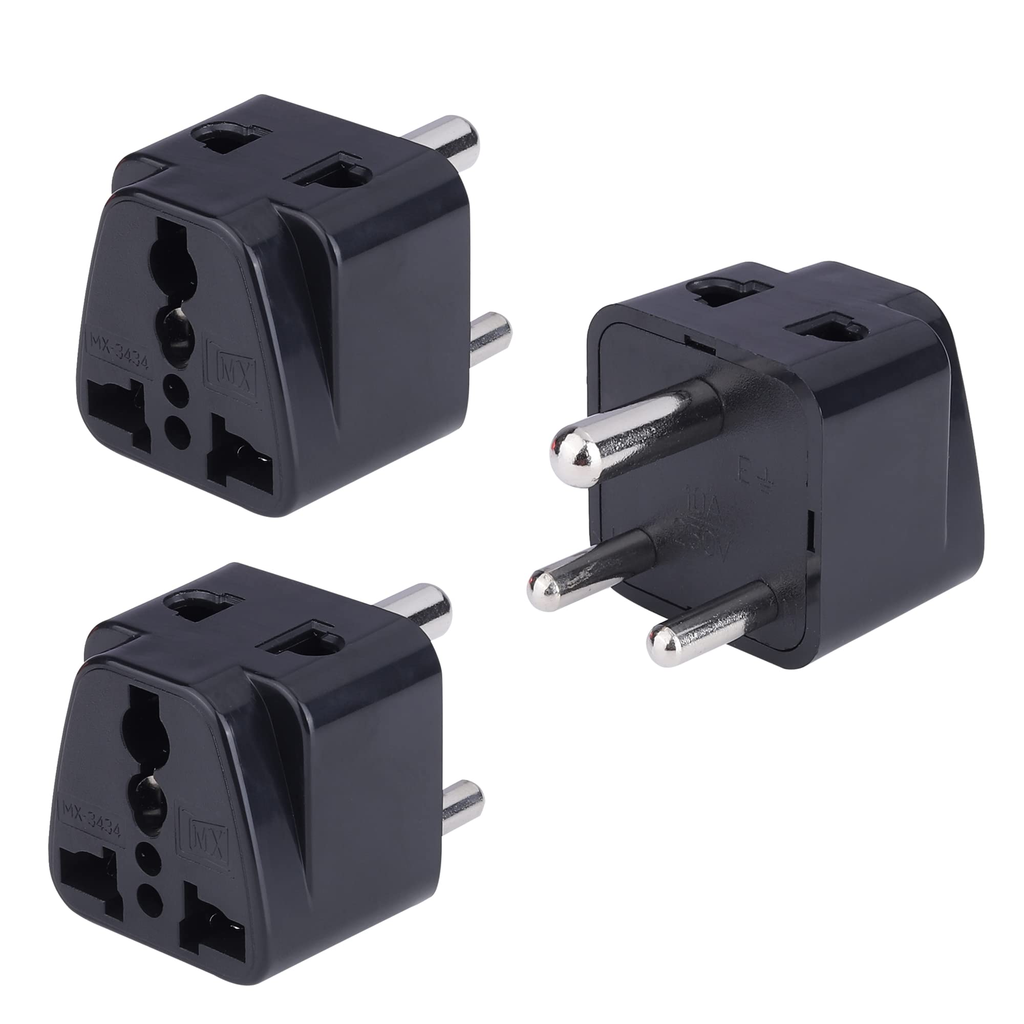 MX Universal Travel Adapter (Type D) World USA, UK, China & More to India 2 in 1 Conversion Plug for Home and Official use - Black, Pack of 3-picture-46