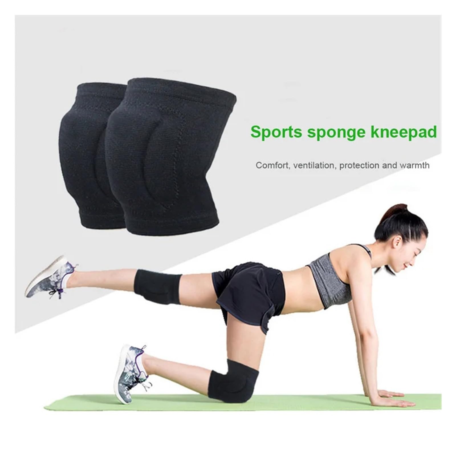 Genouillères de Sport antidérapantes, Soutien, 1 Paire, éponge épaisse et Respirante, Compression, pour Le Volley-Ball et la Danse en extérieur.