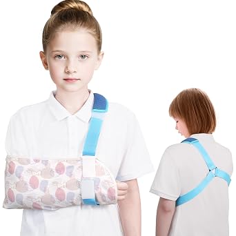 Kids Arm Sling Shoulder Immobilizer, Suitable for Children with Shoulder, Arm, Wrist, Elbow Injuries, Boys and Girls, Both Hands Compatible Cotton, XS
