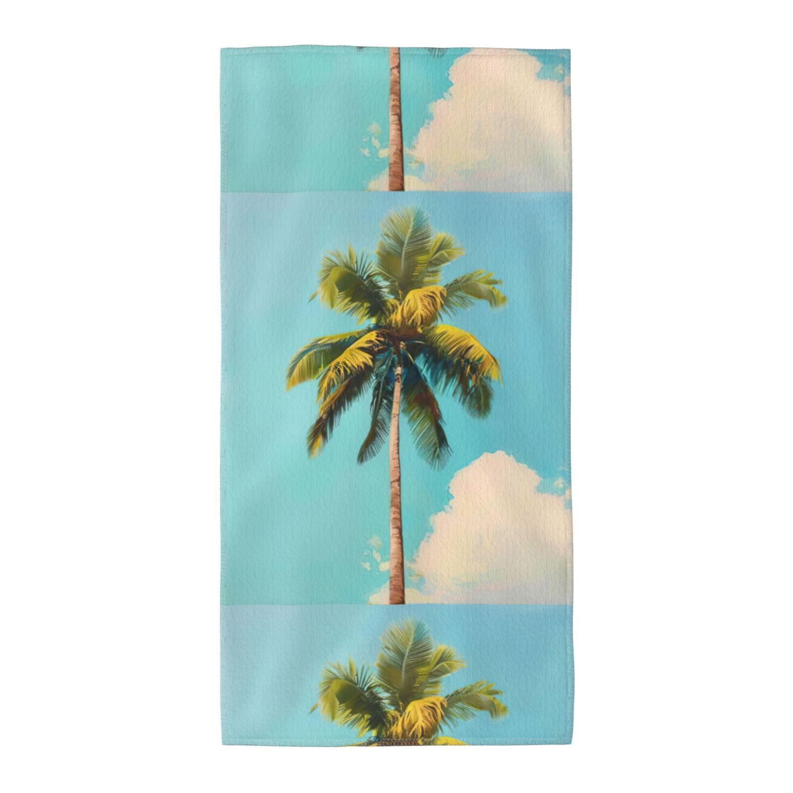 Cbaaghh Palm Tree Print Towel, Towels Thick Face Towels Fast Drying Washcloth For Bath, Spa, Gym