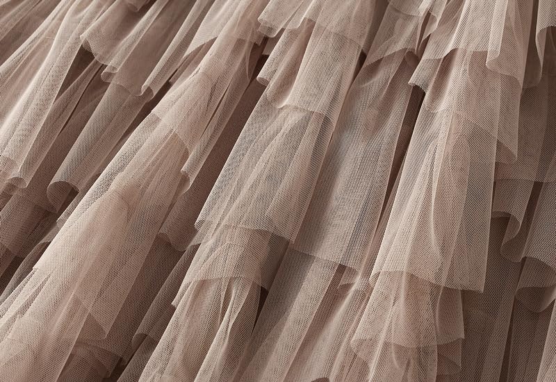 Wuitrie Midi Skirts for Women 2025 Trendy Layered Puffy Cupcake Mesh Flowy Skirt Long Skirt2