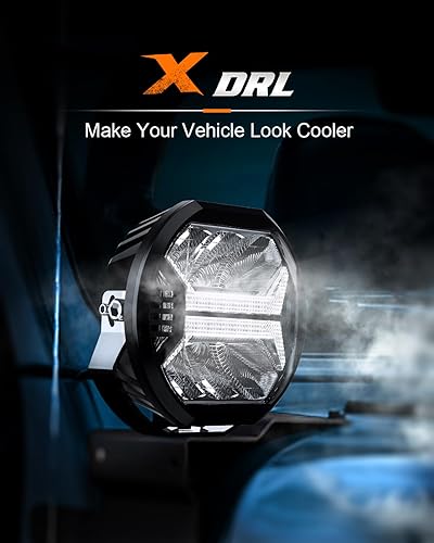 Miniatura 7 de SPL Cubo de luz LED para conducción todoterreno, 5.7 pulgadas, 12000 lúmenes, 5700 K, luz de conducción auxiliar con diseño de letra X DRL, barra de