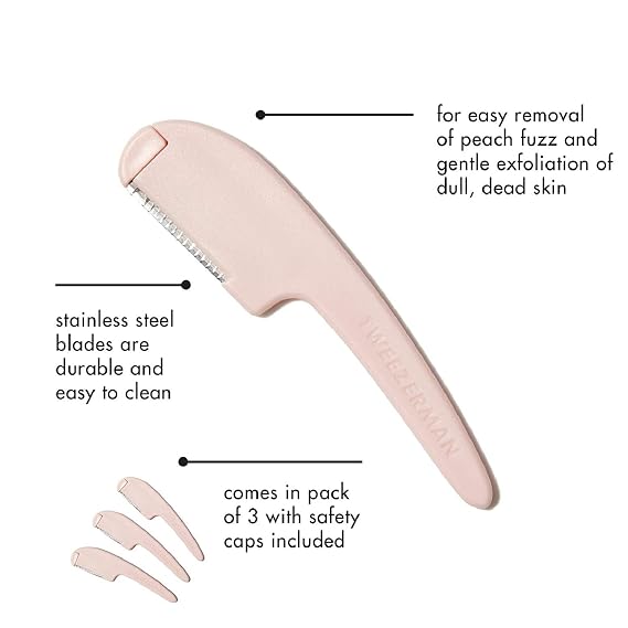 Tweezerman Prep and Plane Facial Razors for Hair Removal and Exfoliation, 3 Count