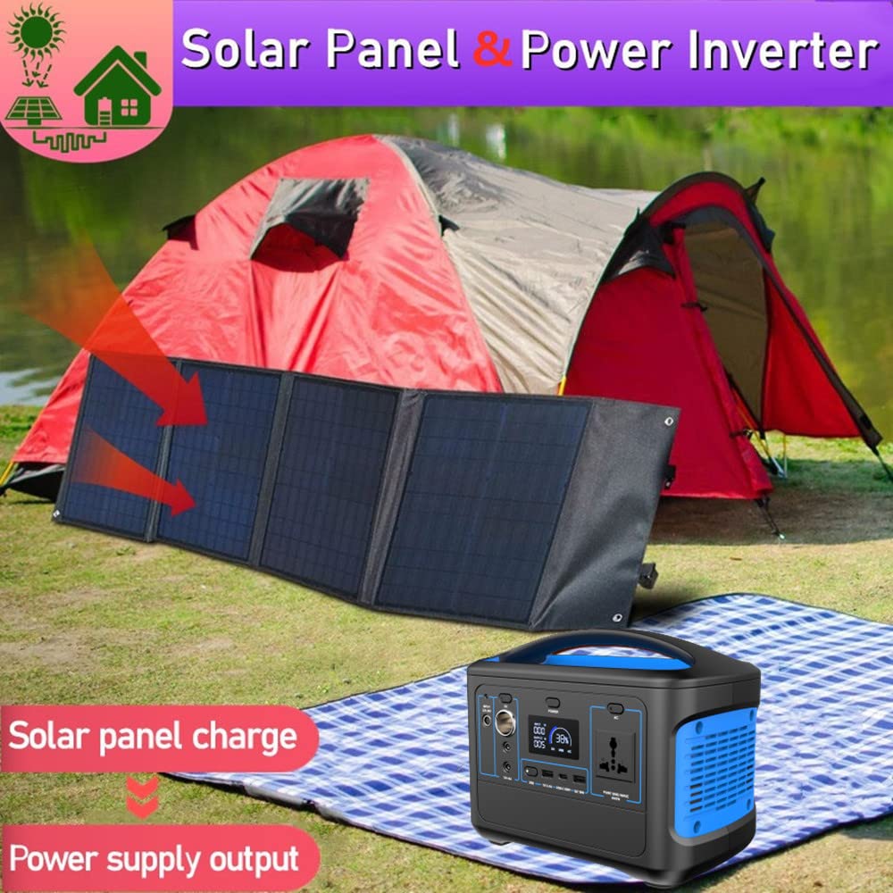 Estación de energía portátil de 600 WH con Panel Solar de 100 W, Tablero Solar Plegable y generador de Fuente de alimentación de Almacenamiento de energía para Acampar en vehículos recreativos, aven
