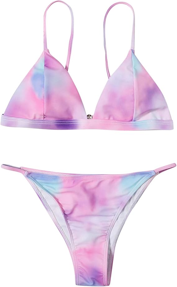 JOSDA Fashion Casual Swimwear for Ladies, Women Gradient Print Bandage Bra Strappy Thong Bikini