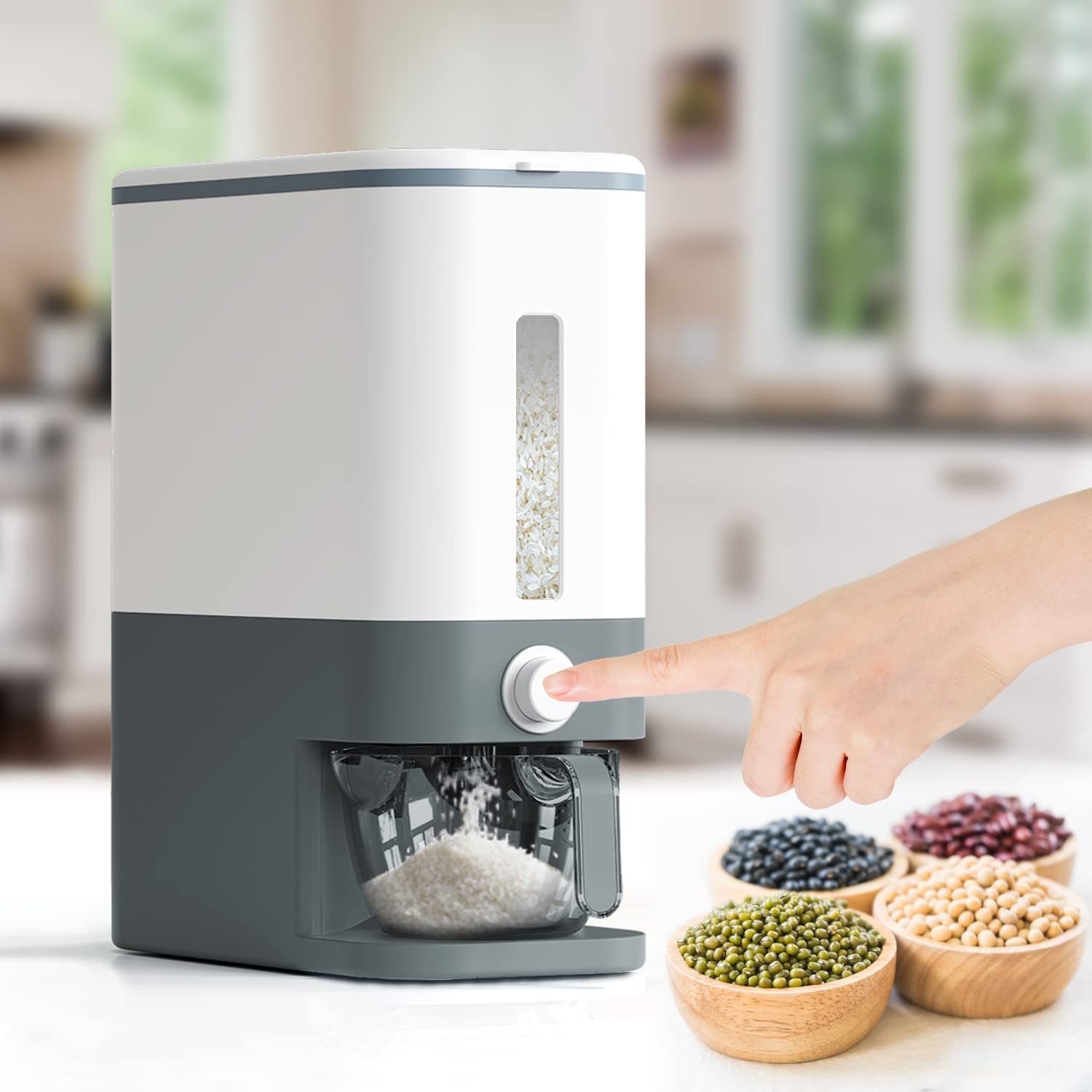 Kternay 25Lbs Rice Dispenser, Large Sealed Grain Container Storage with Lid Measuring Cylinder Moisture Proof Household Cereal Dispenser Bucket for Kitchen Soybean Corn (Grey) (B09TX8NGDR) Amazon Price History, Amazon Price Tracker