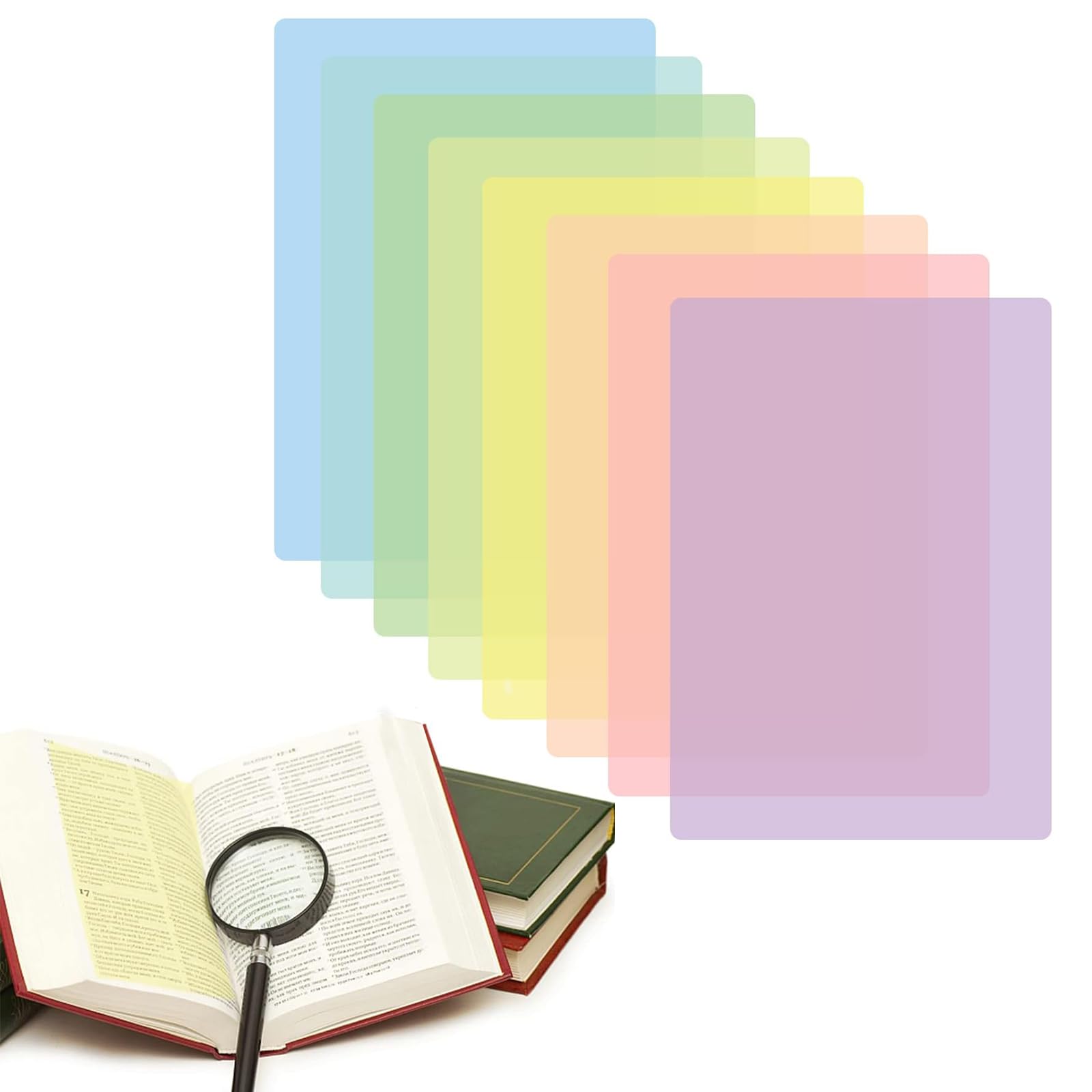 8 Pack Dyslexia Overlays - A4 Colour Overlays for Dyslexia Reading Aids, Irlens Syndrome,and ADHD and Visual Stress Specialists