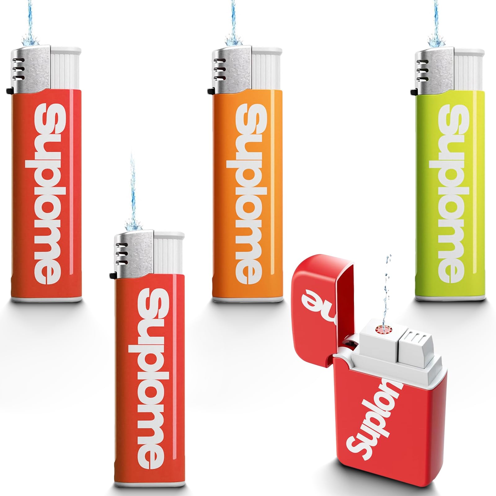 TAIHOBO 5 piezas encendedor pistola de agua, divertido encendedor de agua creativo, artículos de broma, alivio del estrés, mini pistola de agua para piscinas, batalla de agua y broma de fiesta