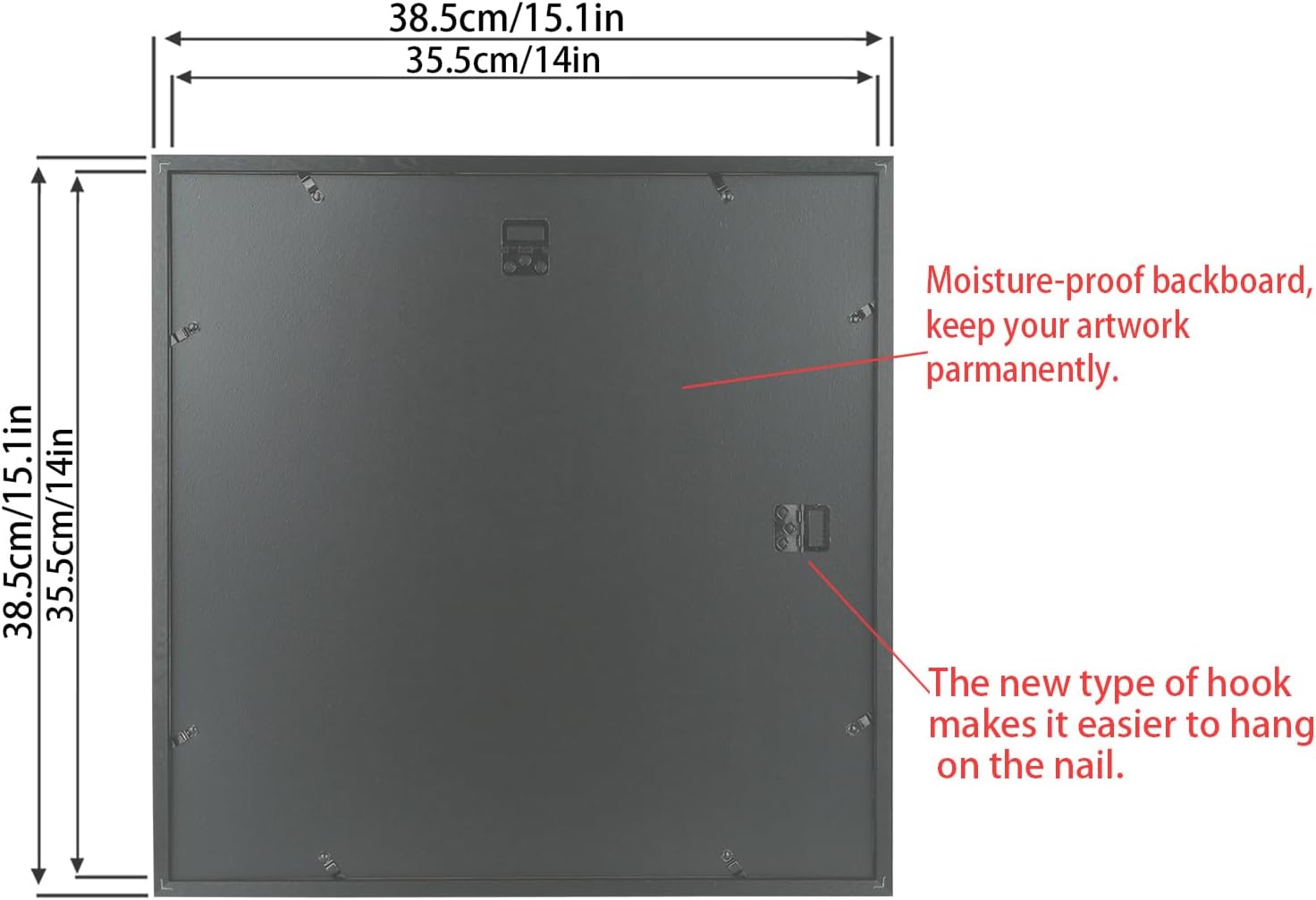 Mxtallup 14x14 Diamond Painting Frame with 12x12 in Black Mat ，Display Pictures 12x12 in With Mat or 14x14 in Without Mat, 30x30 cm Poster Picture Frames 35x35 cm Photo Frames Wood,Black
