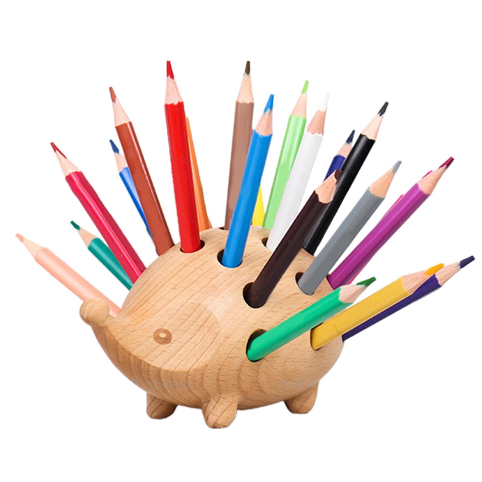 Organisateur de crayons Hérisson - Pot à crayons en bois de hérisson
