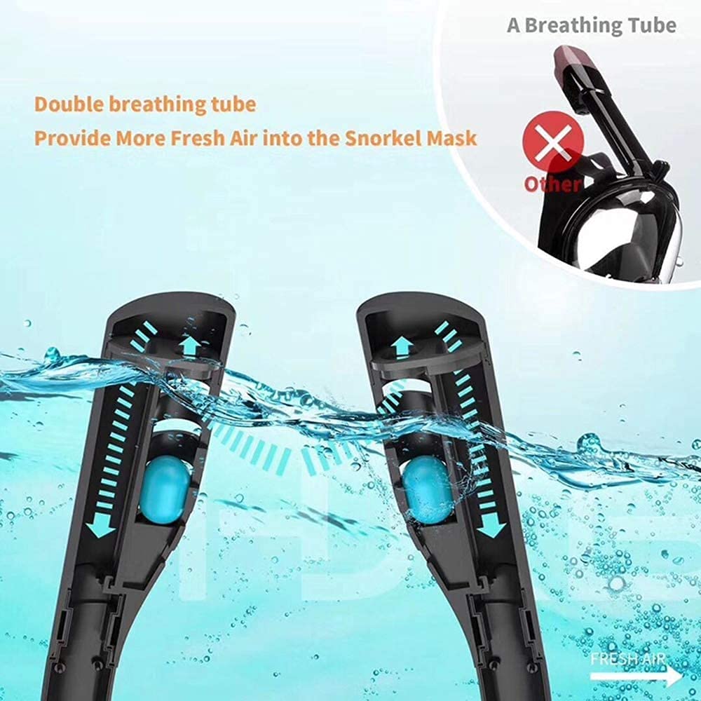 MRKU Occhiali da Sub Maschera da Sub Completamente asciutta Maschera da Snorkeling con separazione circolatoria e respiratoria monodirezionale Adatta per Adulti e Bambini