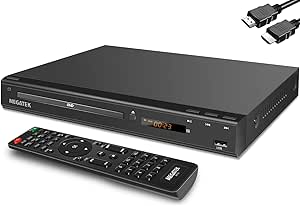 MEGATEK Region-Free HDMI DVD Player for TV, Compact CD/DVD Player with USB Port, Plays All Region DVDs &amp; Multi Formats, Metal Housing, HDMI/RCA Cables &amp; Remote Included
