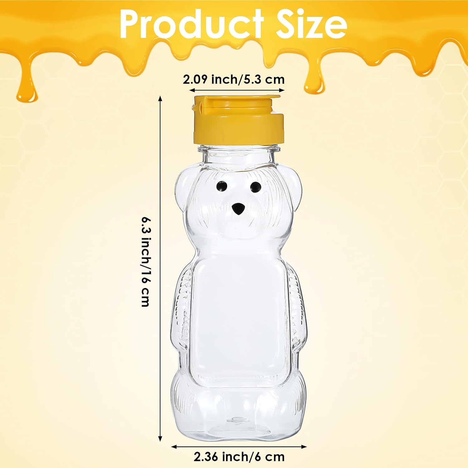 Honey Bear Bottle Plastic Honey Squeeze Bottle Transparent Honeybear Squeeze Jars with Yellow Flip Lid Cute Empty Container for Syrup Sauce Juice Storing and Dispensing (1) image 2