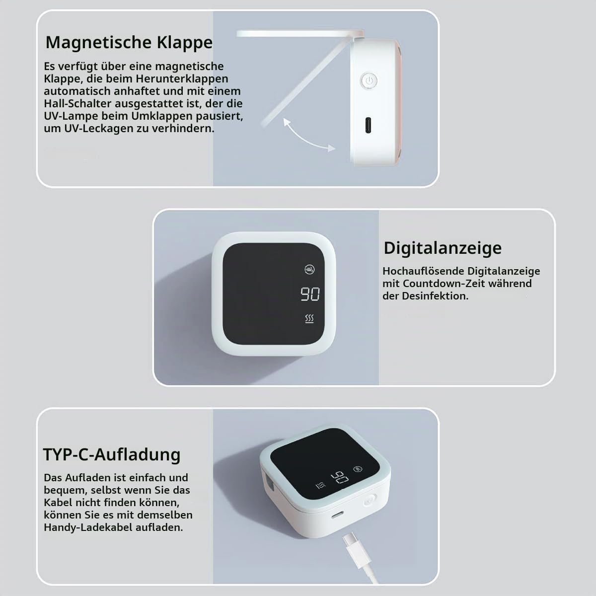 Uv Zahnbürste Sterilisator Toothbrush Sanitizer Zahnbürstenhalter Ohne Bohren mit Digitaler Anzeige, Dualmodus, 99% Keimbeseitigungsrate