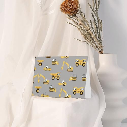 Miniatura 7 de Los camiones de la construcción imprimen las tarjetas de felicitación del día de fiesta en blanco las tarjetas de la nota con los sobres