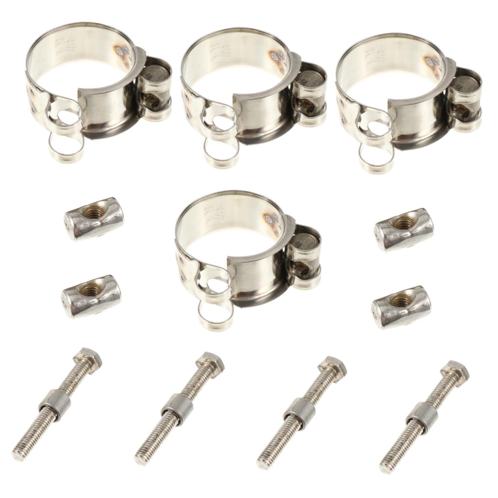 VILLFUL 4 Pcs Pipe Clamp Stainless Hose Clamps Clamp Ring Duct Clamps Hose o Ear Stepless Clamp Pipe Strap Clamps Small Hose Clamps Spring Hose Clamps Hose Clips Silver Stainless Steel