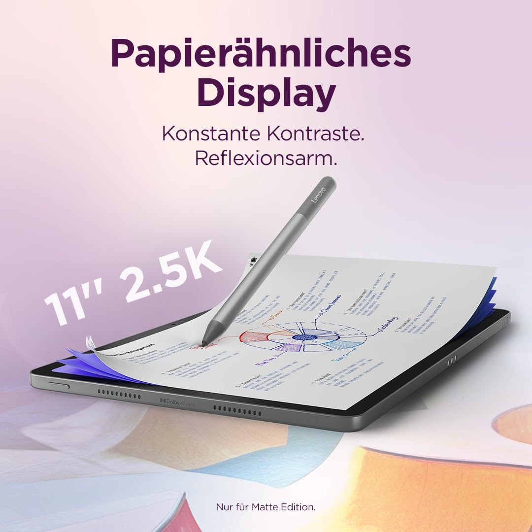 Lenovo Idea Tab Tablet, 11" 2.5K 16:10 LCD Display, MediaTek Dimensity 6300, 8GB RAM, 128GB Speicher, Android 15, Luna Grey, inkl. Tab Pen