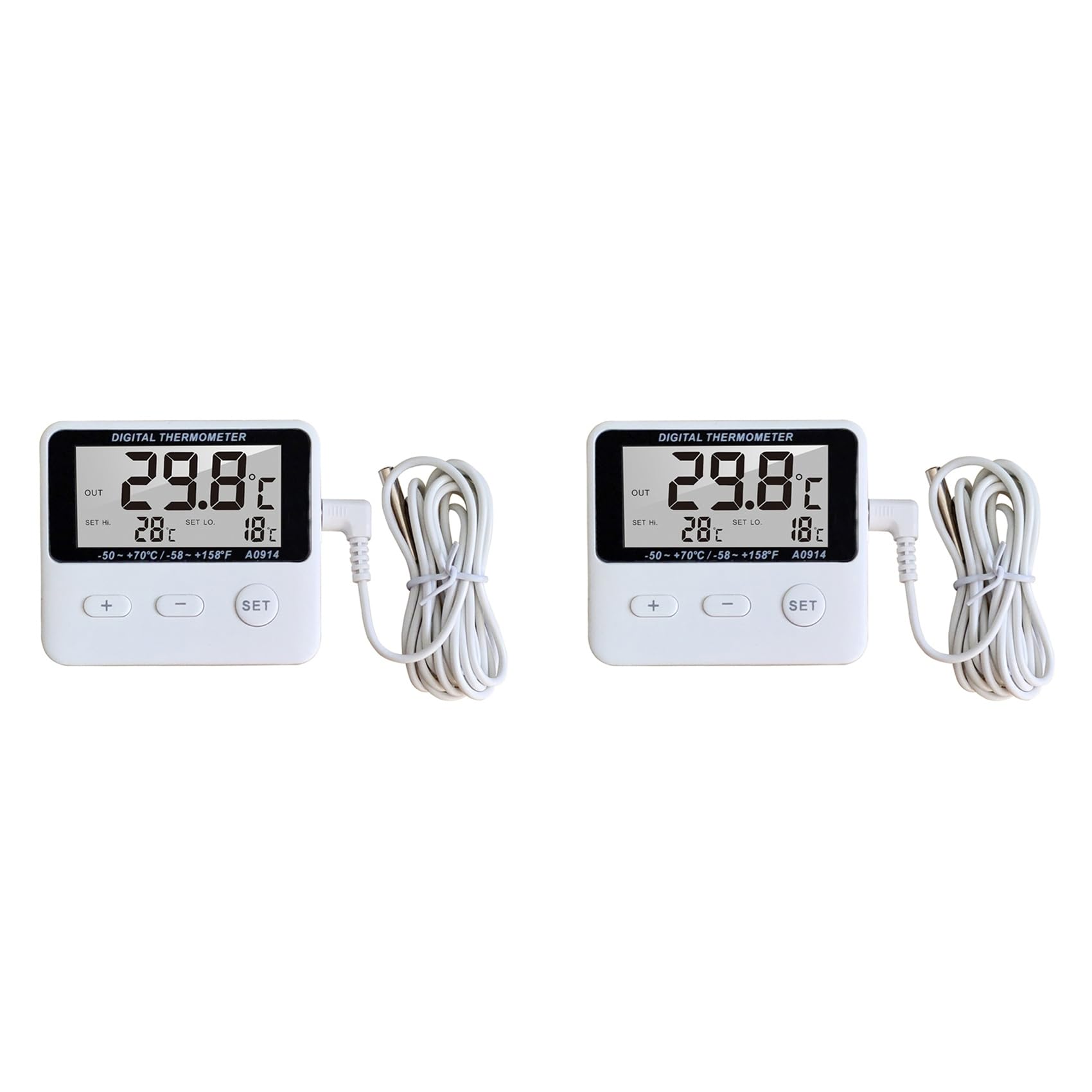 Jnchdghwa White 2X Mini Lcd Digital Probe Sensor Thermometer Water Tank Swimming Pool Refrigerator Aquarium Wine Cellar Thermometer