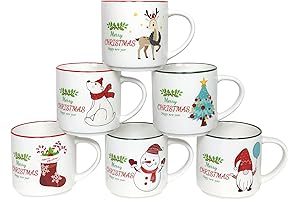 Christmas Mug Set of 6 - Joyous Holiday Cheer in Every Sip