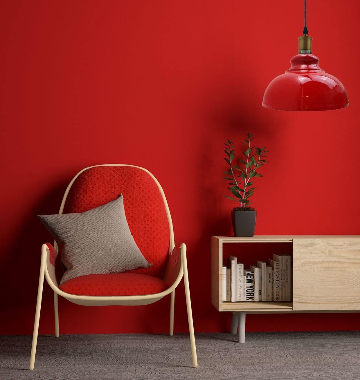 LEDSone Sombra de lámpara de techo de metal fácil de colocar, luz colgante, roja, moderna, iluminación de techo para dormitorio, pasillo, oficina, café, restaurante - Sombra de luz colgante de techo