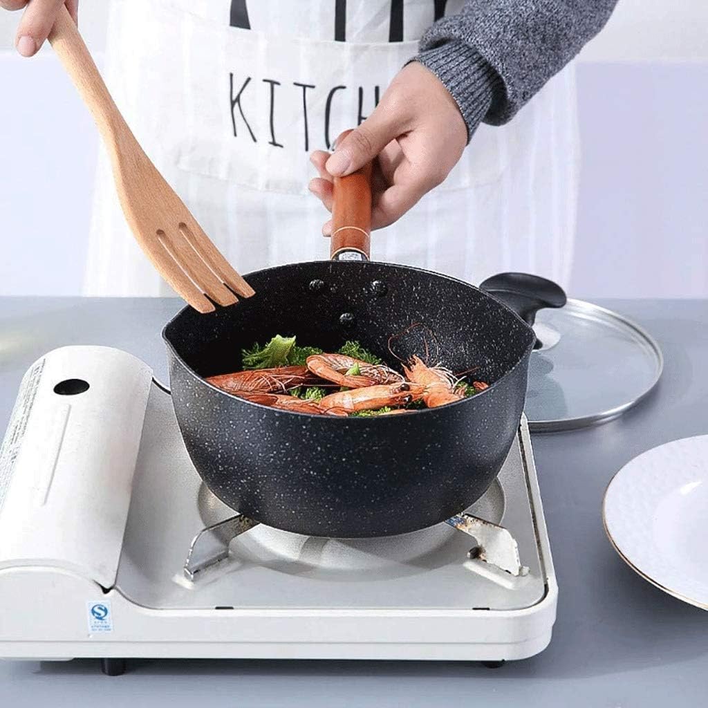 JSEIAJB Milk Pan Mini Butter Warmer Saucepan Cookware With Wooden Handle Pot Nonstick Granite Coating