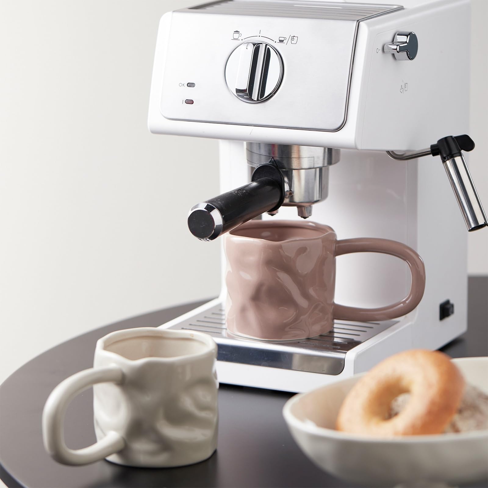 Taza Desayuno Irregular, Taza Ceramica con Asa, Textura Modelada A Mano, Apta para Microondas y Lavavajillas, para Uso en El Hogar u Oficina(Pink)