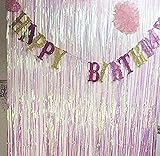 Anleolife 2PCS Metallic Foil Fringe Curtains 3 ft W. x 6.6 ft. For Bridal Baby Shower Backdrop Birthday Party Photo Booth Graduation Party Photo Wall Base Door Frame Decor (transparrent white)