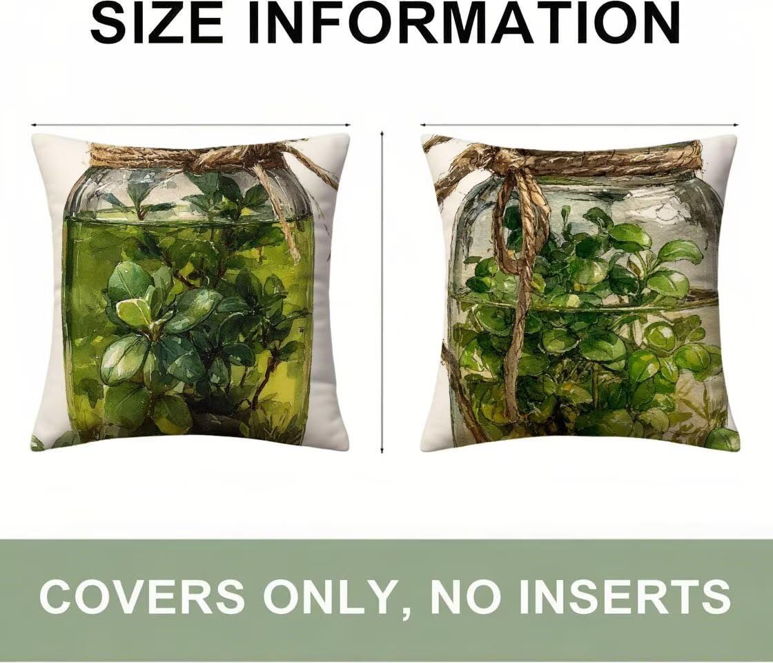 Verde Federe Cuscini Divano 80x80cm Pianta Cuscini da Esterno Set di 2, Con Cerniera Invisibile Cuscino in Lino Impermeabile Autunno Esterno Decorativo, Per Giardino Decorazione Terrazza Sedie G-2