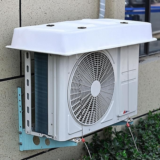 Stores autoportants pour terrasse avec cache clim intégré blanc