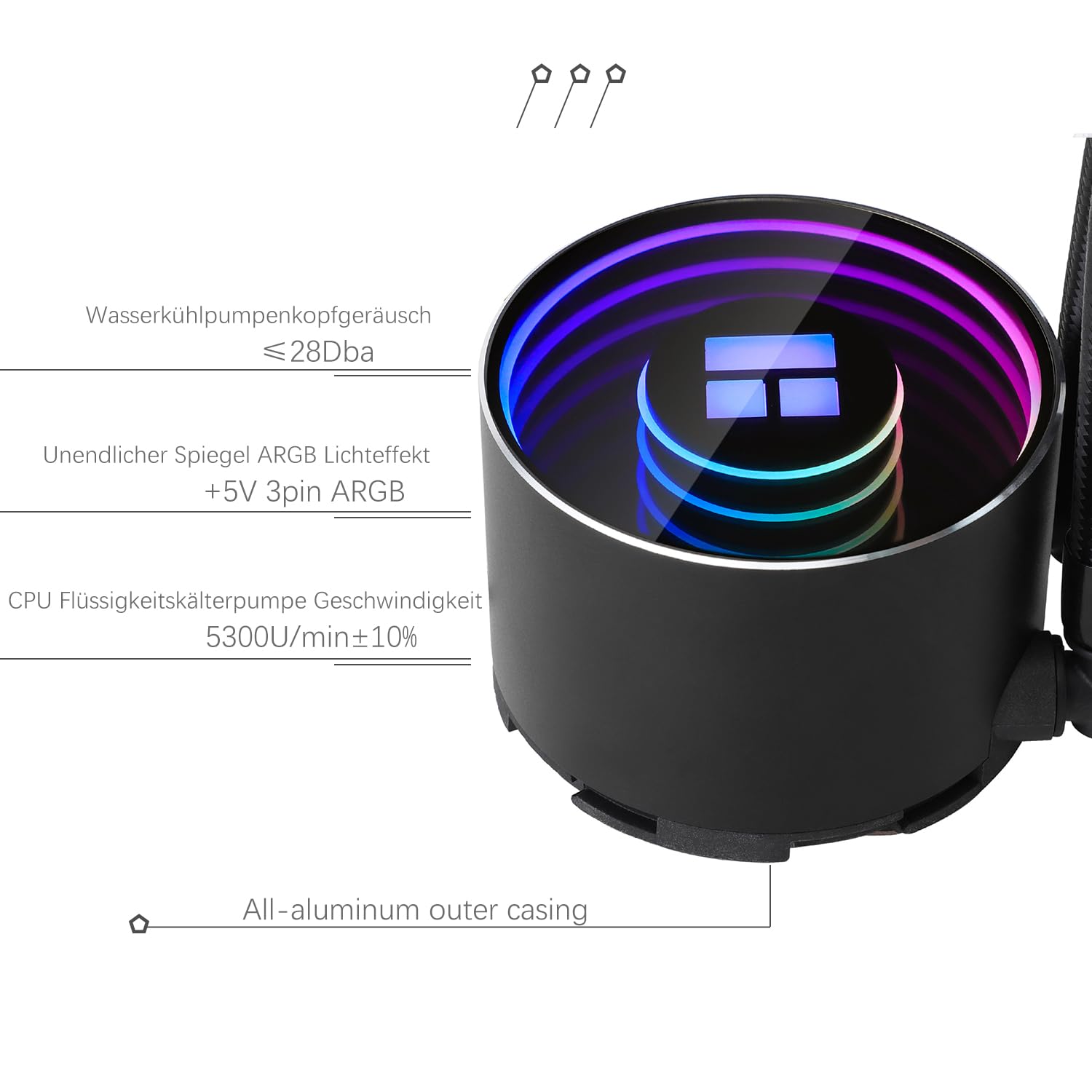 TR-Thermalright Frozen Notte 360 Black ARGB V2 Dissipatore a Liquido per CPU con Effetto Luce Specchio Infinito, Raffreddamento Aio da 360mm, 3 Ventole PWM da 2000RPM, per AM4/AM5, Intel LGA1851/1700