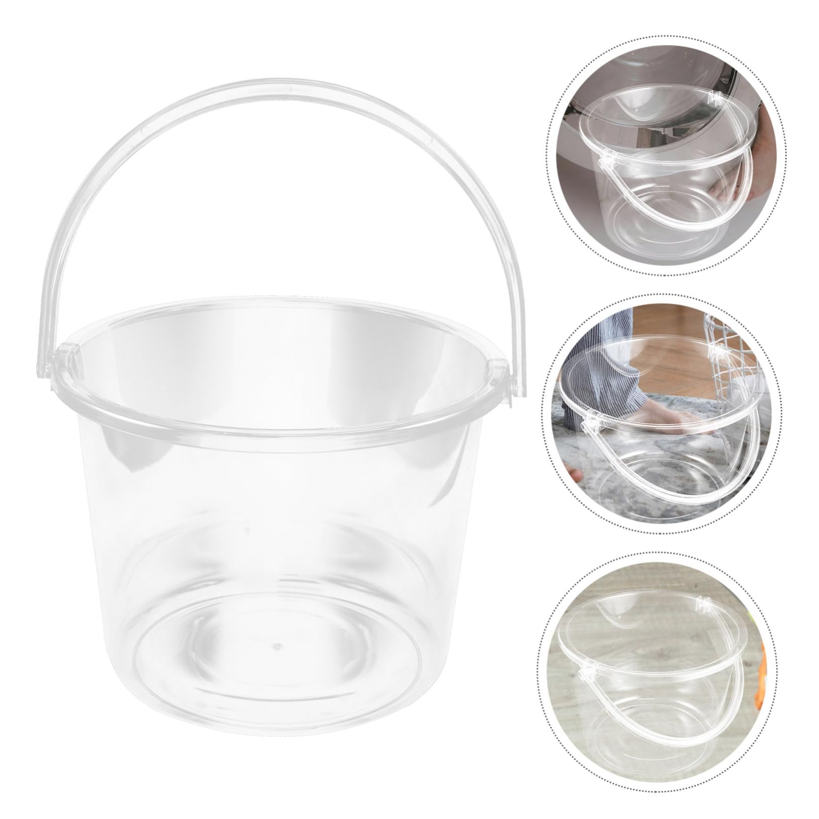 Secchio da Giardinaggio Trasparente con Manico, Plastica, senza Coperchio | Uso Domestico per Lavanderia e Pulizia, Formato Portatile a Elevata Capienza, Riutilizzabile e Versatile