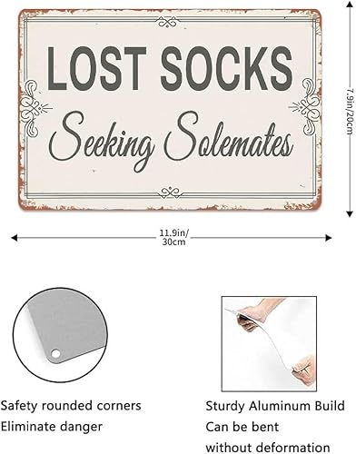 Miniatura 3 de Letrero de metal retro Lost Socks Seeking Solemates, póster de arte de texto, decoración de pared del hogar, para dormitorio, sala de estar, bar,