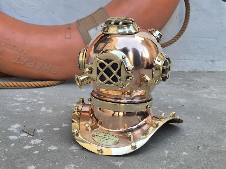 Casco de buceo de cobre, mini casco de buceo para oficina y decoración del hogar, regalo para él y ella, 6 pulgadas