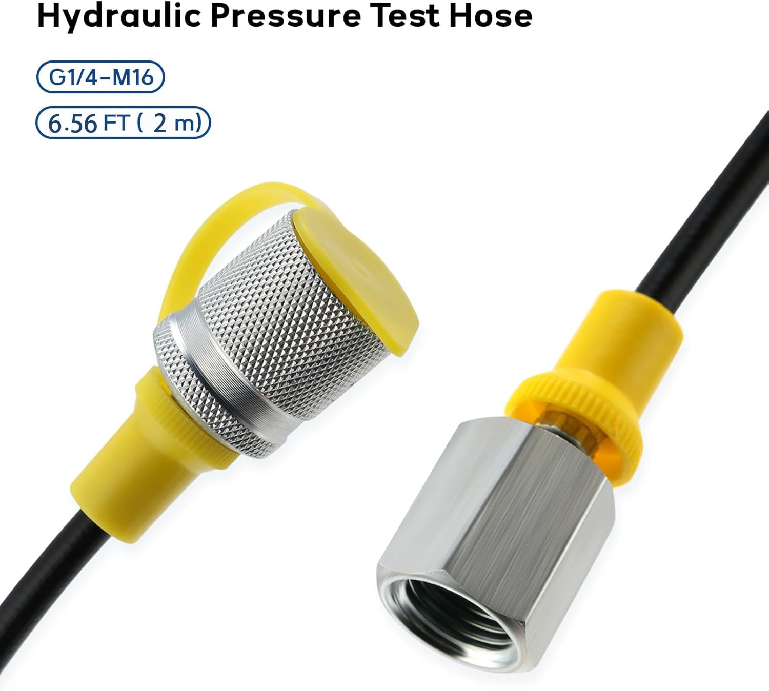 Haichy Hydraulic Pressure Test Hose 6.56FT Hydraulic Test Ports Black 1 Pcs 2.0M(M16*2 1 4BSP) Testing Coupling Point?Black