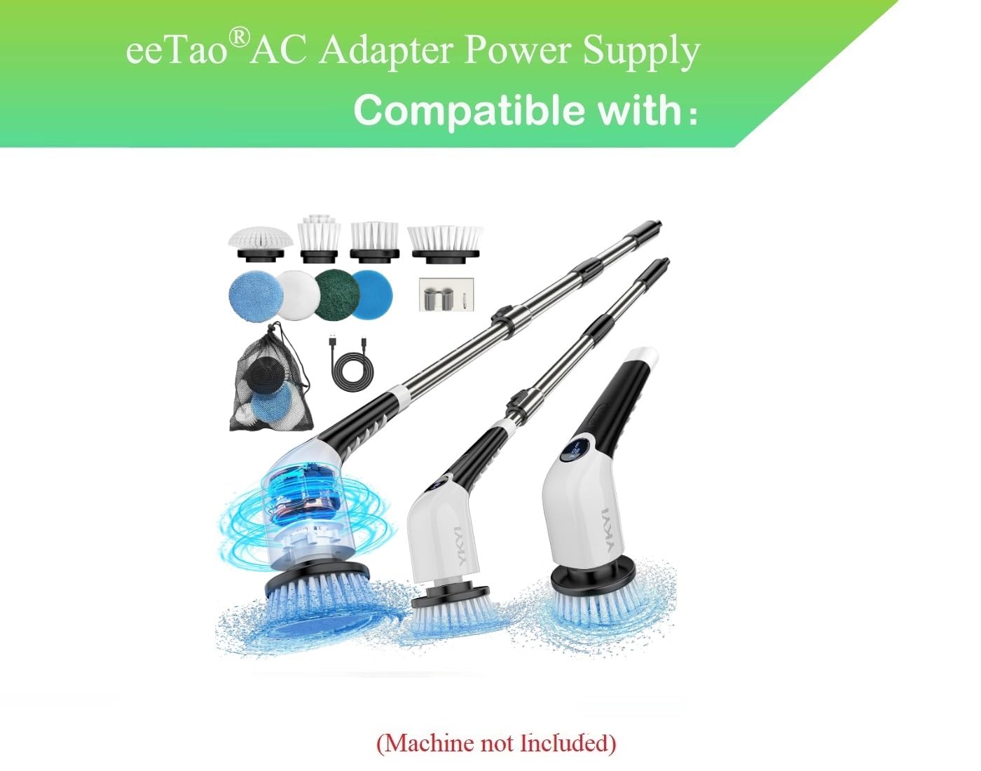 eeTao 5V USBC AC/DC Adapter Replacement Charger Compatible with YKYI RJ152 Electric Spin Scrubber Shower Cleaning Brush 2500mAh Battery Power Supply Cable Cord Power Cord