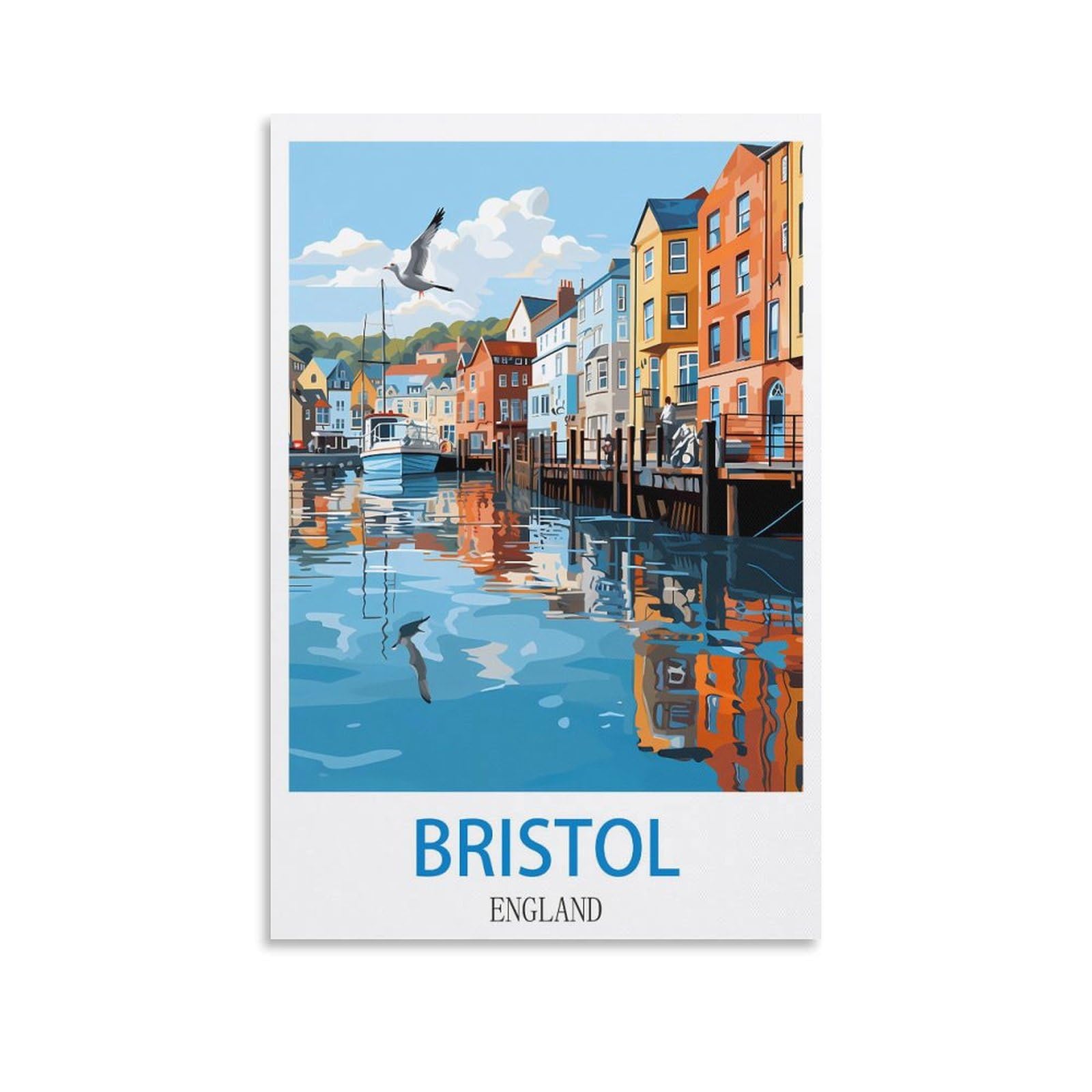 Lnmnjesg Unframe-Style Bristol England Vintage Travel Posters 12X18inch(30X45cm) Canvas Painting Wall Art, Wall Decor Pictures Prints For Living Room Bedroom