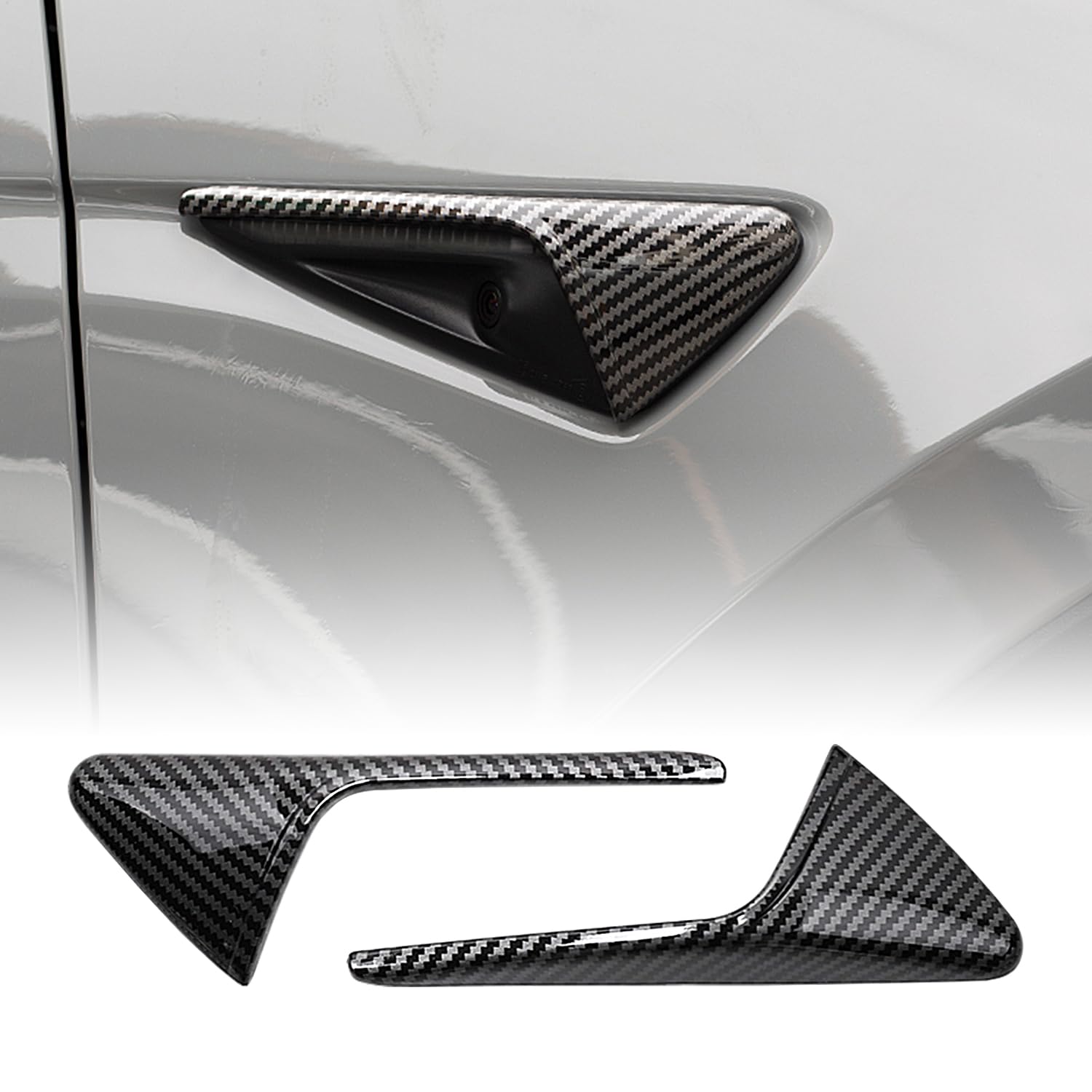 Wacece 3K Real Carbon Fiber Turn Signal Side Camera Cover Protection Decoration for Tesla Model 3 2017-2023/Model Y 2020-2023(2 Pcs)