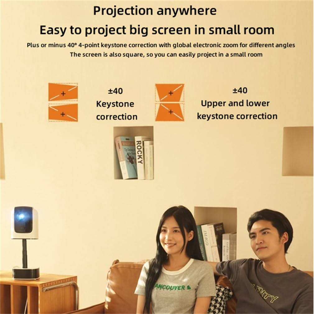 Proiettore Di Home Cinema Portatile All'aperto, Proiettore per Casa Auto Keystone, Correzione Orizzontale Automatica Di Proiettori Intelligenti, Compatibile con Il Telefono