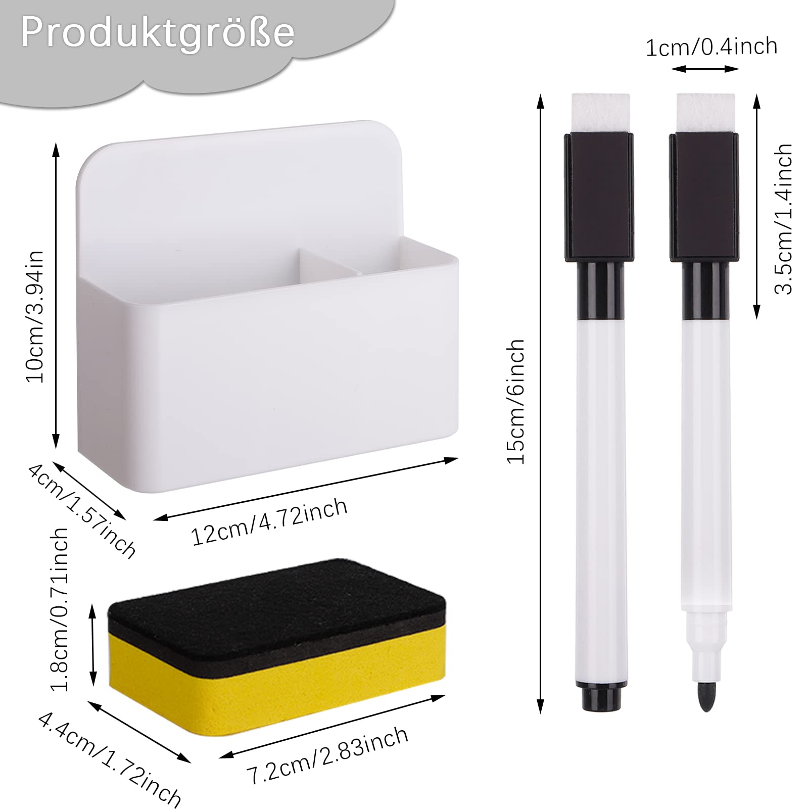 Whiteboard Zubehör Set - Magnetische Stifthalter & Marker Für Büro & Schule