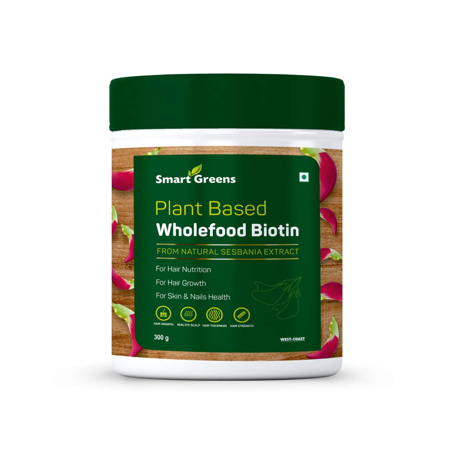 Smart Greens Plant Based Wholefood Biotin Powder High-Potency Hair Nutrition, Hair fall, Premature Greying, Hair Growth, Healthy Scalp and Skin & Nails Health - 300gm (B08N18J16L) Amazon Price History, Amazon Price Tracker