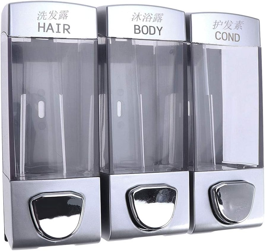 OUNONA Wall-mounted Shampoo Dispenser Soap Gel Dispenser with Three Outlets for Bathroom Shower