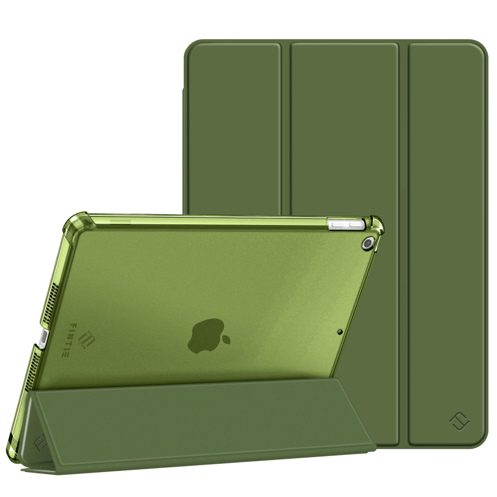 Fintie Hülle für iPad 9. Generation 2021/8. Gen 2020/7. Gen 2019 10.2 Zoll mit Stifthalter, ultradünne leichte Schutzhülle mit transparenter Rückseite und Auto Schlaf/Wach Funktion, Olivgrün