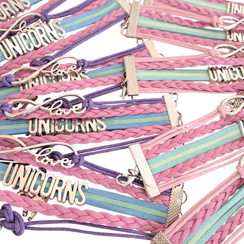 BAE Icons Unicorn Party Favors, Infinity Unicorns Charm Bracelet 10 Pack for Unicorn Party Supplies, Unicorn Birthday Party Supplies, Unicorn Gifts for Girls, Unicorn Prizes for Parties