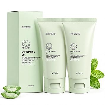 Herbal Exfoliating Gel, Facial Exfoliating Gel with Aloe Vera, Gentle Facial Exfoliator for Face and Body, Exfoliating Cleansing Gel Scrub All Skin Types