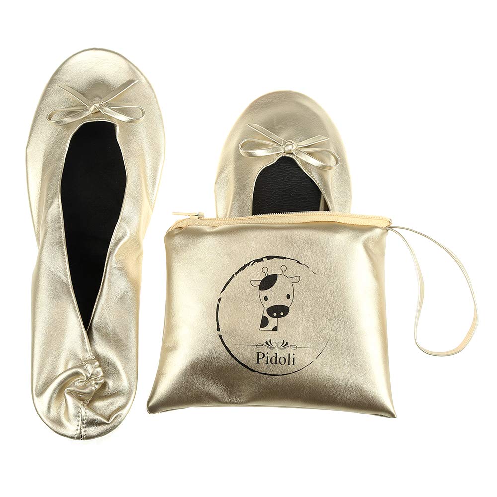 Ballet Flats Shoes -Women's Foldable Portable Travel Roll Up Shoes with Pouch