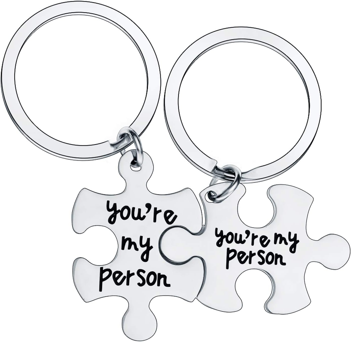 YEEQIN 2PC You're My Person Puzzle Stainless Steel Keychain Jewelry Set Valentines Day Best Friend Gift Key Chain