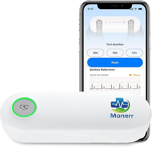 Monerr Heart Rate Monitoring Device Portable Bluetooth Monitor for Rhythm Waveform, Personal Use Device Compatible with iOS&Android