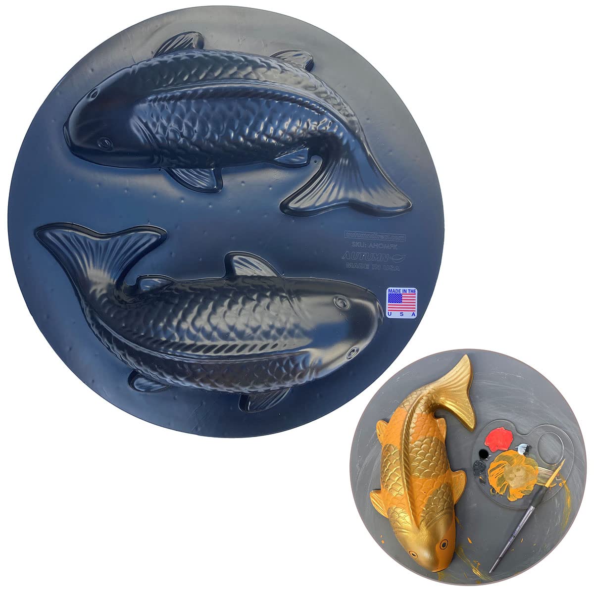 AUTUMN Fish Koi Garden Decor Mold, Concrete Cement Mold, Fish for Garden Figure, DIY Outdoor Decor, Koi Statue for Garden. One Mold - 2 Fish