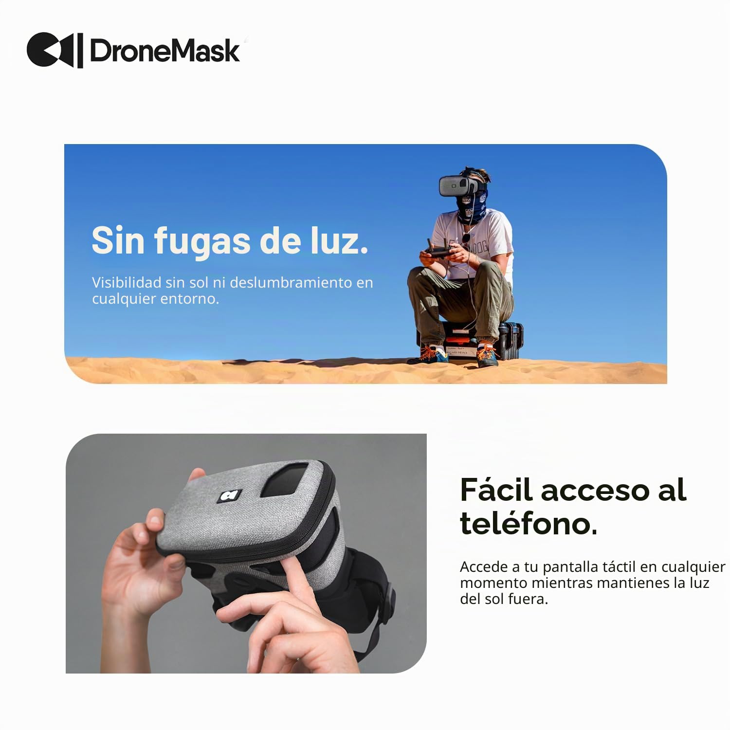 DroneMask 2 VR - Gafas de Realidad Virtual para Drones - Compatible con dji, Skydio, Autel y más - Negro - iOS y Android